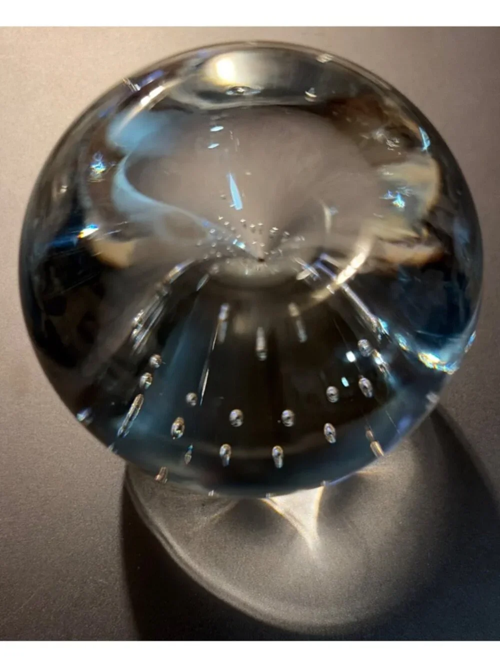 Vintage Clear Glass Apple Paperweight Bubble Inclusion Design